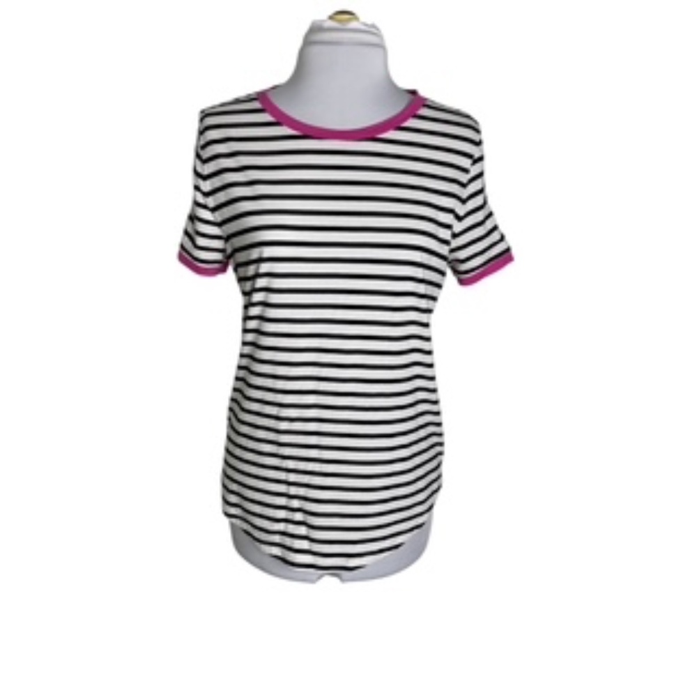 Banana Republic Horizontal Stripe Crew Neck Short Sleeve Signature Tee Size M - Picture 2 of 7